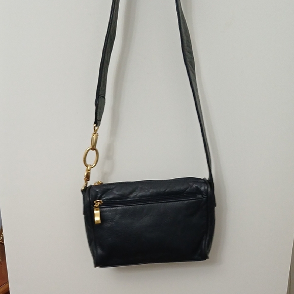 Talbots Navy Blue Shoulder Bag with Gold Accents - Picture 1 of 6
